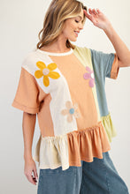 Load image into Gallery viewer, Easel Color Mix Flower Patched Top in Toast Vanilla
