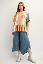 Load image into Gallery viewer, Easel Color Mix Flower Patched Top in Toast Vanilla