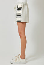 Load image into Gallery viewer, Mystree Stripe Inset Terry Shorts in Oatmeal (SHORTS ONLY)
