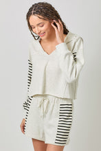 Load image into Gallery viewer, Mystree Cropped Dolman Sleeve Terry Hoodie Top in Oatmeal (TOP ONLY)