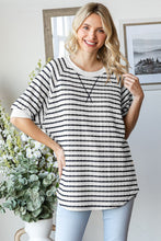 Load image into Gallery viewer, 7th Ray Striped Textured Raglan Top in Navy