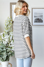 Load image into Gallery viewer, 7th Ray Striped Textured Raglan Top in Navy