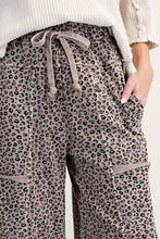 Load image into Gallery viewer, Easel Animal Print Terry Knit Pants in Ash Mocha ON ORDER