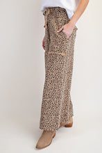 Load image into Gallery viewer, Easel Animal Print Terry Knit Pants in Camel ON ORDER