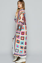 Load image into Gallery viewer, POL Open Front Crochet Granny Square Patterned Cardigan in Beige Multi ON ORDER