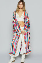 Load image into Gallery viewer, POL Open Front Crochet Granny Square Patterned Cardigan in Beige Multi ON ORDER