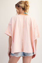 Load image into Gallery viewer, Easel OVERSIZED Top with Mixed Raised Flower Patch in Blush