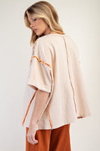 Load image into Gallery viewer, Easel OVERSIZED Top with Mixed Raised Flower Patch in Natural