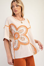 Load image into Gallery viewer, Easel OVERSIZED Top with Mixed Raised Flower Patch in Natural