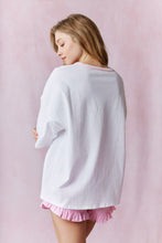 Load image into Gallery viewer, Peach Love Palm Tree Embroidered Set in Off White and Candy Pink