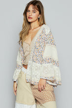 Load image into Gallery viewer, POL Open Front Floral Print and Lace Cardigan in Cream Multi