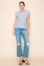 Load image into Gallery viewer, White Birch Solid Color Knit Top with Pearl and Rhinestone Trim in Heather Grey