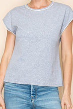 Load image into Gallery viewer, White Birch Solid Color Knit Top with Pearl and Rhinestone Trim in Heather Grey