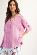 Load image into Gallery viewer, Easel Textured Ribbed Knit Top in Calypso Pink