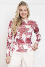 Load image into Gallery viewer, BlueVelvet FITTED Sheer Floral Print Fitted Top in Off White-Rose ON ORDER