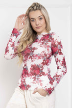 Load image into Gallery viewer, BlueVelvet FITTED Sheer Floral Print Fitted Top in Off White-Rose ON ORDER
