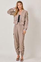 Load image into Gallery viewer, Mystree Side Shirring Detail Jogger Pants in Desert Rose