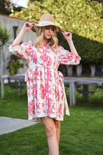 Load image into Gallery viewer, GiGio Printed Button Down Mini Dress in Raspberry