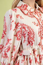 Load image into Gallery viewer, GiGio Printed Button Down Mini Dress in Raspberry