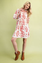 Load image into Gallery viewer, GiGio Printed Button Down Mini Dress in Raspberry