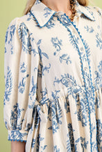 Load image into Gallery viewer, GiGio Printed Button Down Mini Dress in Blue