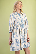 Load image into Gallery viewer, GiGio Printed Button Down Mini Dress in Blue