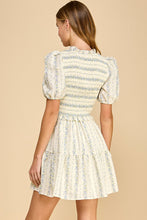 Load image into Gallery viewer, TCEC Vintage Floral Print Mini Dress in Blue