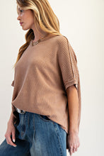 Load image into Gallery viewer, Easel OVERSIZED Thermal Knit top in Coffee