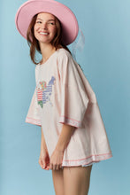 Load image into Gallery viewer, Peach Love Oversized USA Land Map Patched Top in Blush