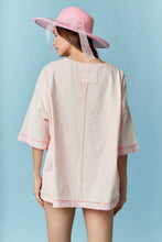 Load image into Gallery viewer, Peach Love Oversized USA Land Map Patched Top in Blush