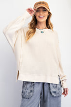 Load image into Gallery viewer, Easel Mineral Washed Thermal Knit Top in Oatmeal