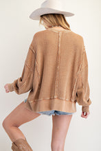 Load image into Gallery viewer, Easel Mineral Washed Thermal Knit Top in Almond