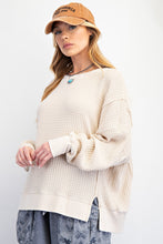 Load image into Gallery viewer, Easel Mineral Washed Thermal Knit Top in Oatmeal