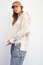 Load image into Gallery viewer, Easel Mineral Washed Thermal Knit Top in Oatmeal