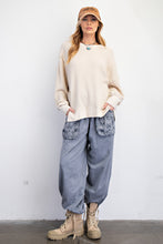 Load image into Gallery viewer, Easel Mineral Washed Thermal Knit Top in Oatmeal