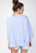 Load image into Gallery viewer, Easel OVERSIZED Top with Mixed Print LOVE Letter Patch Front in Peri Blue