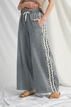 Load image into Gallery viewer, Jodifl Denim Wide Leg Pants with Leopard Side Stripes in Off White/Denim