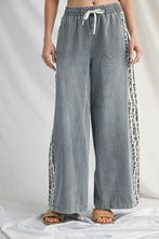 Load image into Gallery viewer, Jodifl Denim Wide Leg Pants with Leopard Side Stripes in Off White/Denim