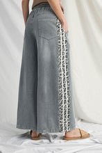 Load image into Gallery viewer, Jodifl Denim Wide Leg Pants with Leopard Side Stripes in Off White/Denim
