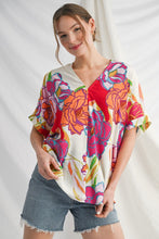 Load image into Gallery viewer, Jodifl Big Floral Print Boxy Top in Red
