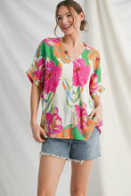 Load image into Gallery viewer, Jodifl Big Floral Print Boxy Top in Green