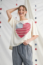 Load image into Gallery viewer, Jodifl Vintage Heart Flag Pattern Patched Top in Ivory