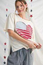 Load image into Gallery viewer, Jodifl Vintage Heart Flag Pattern Patched Top in Ivory