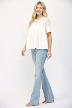 Load image into Gallery viewer, FATE Solid Color Mesh and Knit Top with Applique Details in White