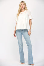 Load image into Gallery viewer, FATE Solid Color Mesh and Knit Top with Applique Details in White