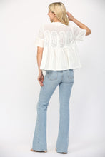 Load image into Gallery viewer, FATE Solid Color Mesh and Knit Top with Applique Details in White