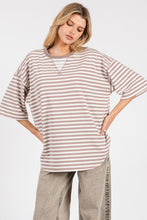 Load image into Gallery viewer, Sewn+Seen OVERSIZED Contrasting Color Striped Top in Cream/Taupe