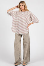 Load image into Gallery viewer, Sewn+Seen OVERSIZED Contrasting Color Striped Top in Cream/Taupe