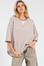 Load image into Gallery viewer, Sewn+Seen OVERSIZED Contrasting Color Striped Top in Cream/Taupe