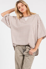Load image into Gallery viewer, Sewn+Seen OVERSIZED Contrasting Color Striped Top in Cream/Taupe